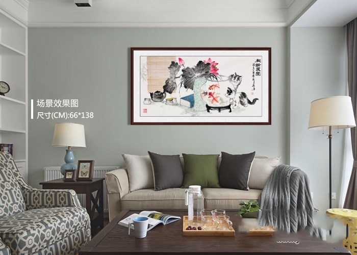 客厅装饰画：沙发背景墙挂什么画好风水？国画花鸟画点缀不一样的家居元素 