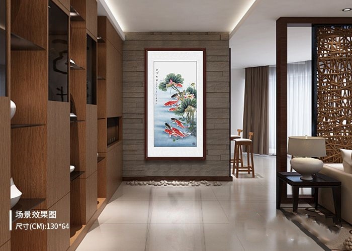 家居装饰画：家里挂什么画容易招财？国画鲤鱼图、九鱼图可谓是最吉祥的传统风水画