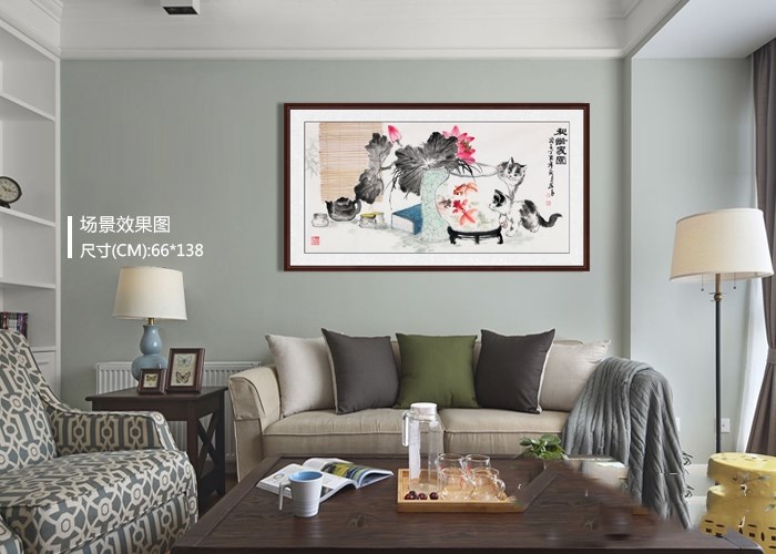 客厅装饰画：客厅沙发背景墙装饰画风水挂什么好？国画花鸟画好看又旺运势 