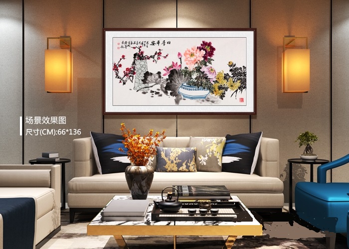 客厅装饰画：客厅沙发后墙装饰画什么好？清新淡雅国画花鸟画，提升家居品味和艺术氛围 