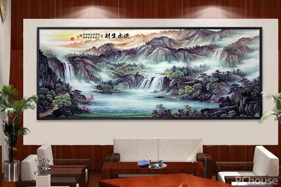 办公室挂画：办公室挂什么画好？办公室装饰画最新推荐山水画作品、花开富贵国画牡丹图